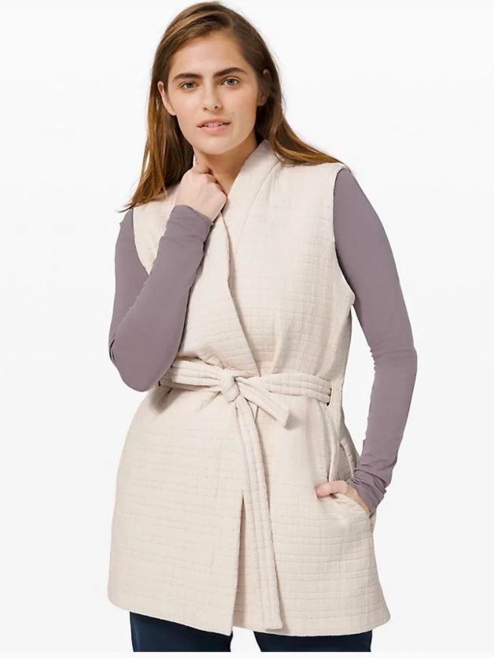 lululemon athletica Quilted Tie-Waist Vest in Cream